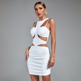White Cut Out Mini Bandage Dress